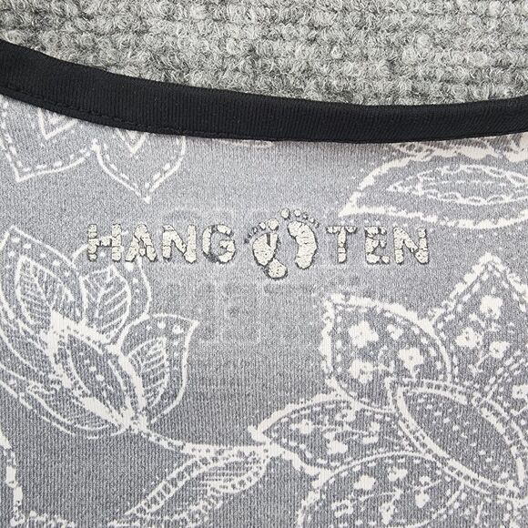 Hang Ten Rash Guard Womens Small Gray Floral Long Sleeve Stretch Zip Pocket Surf - Picture 10 of 16